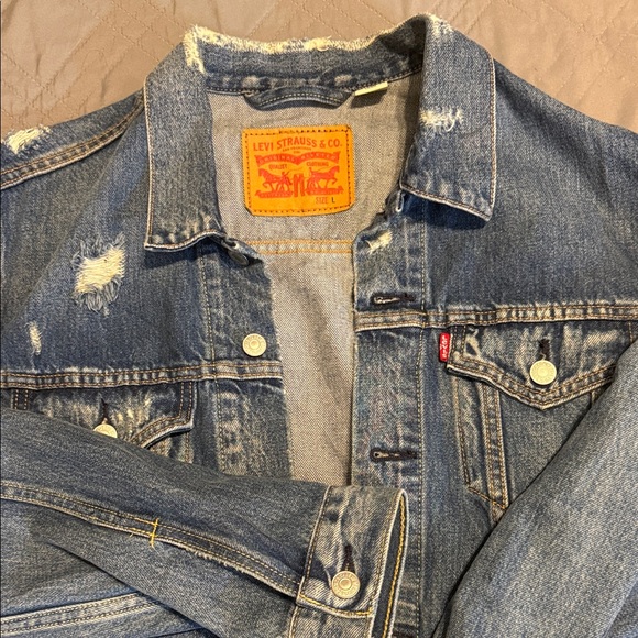 Levi's Distressed Blue Denim Jacket - Picture 1 of 5